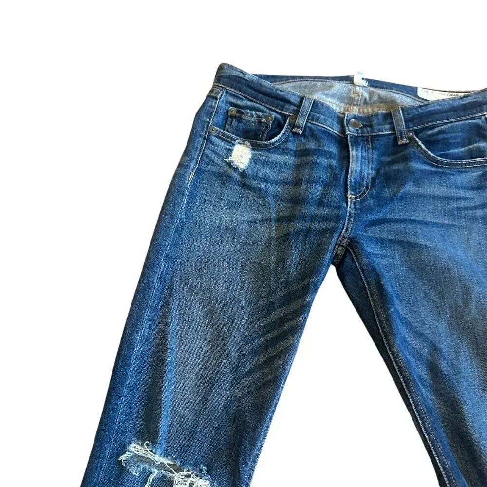 Rag & Bone Dre Skinny Jeans Mable Wash Denim Distressed Raw Hem Size 27 Women's
